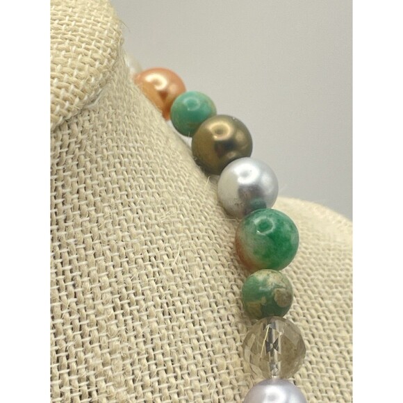 Vintage French Christian Lacroix Pearl & Stone Bead Necklace Sterling Clasp 20” - Picture 14 of 16